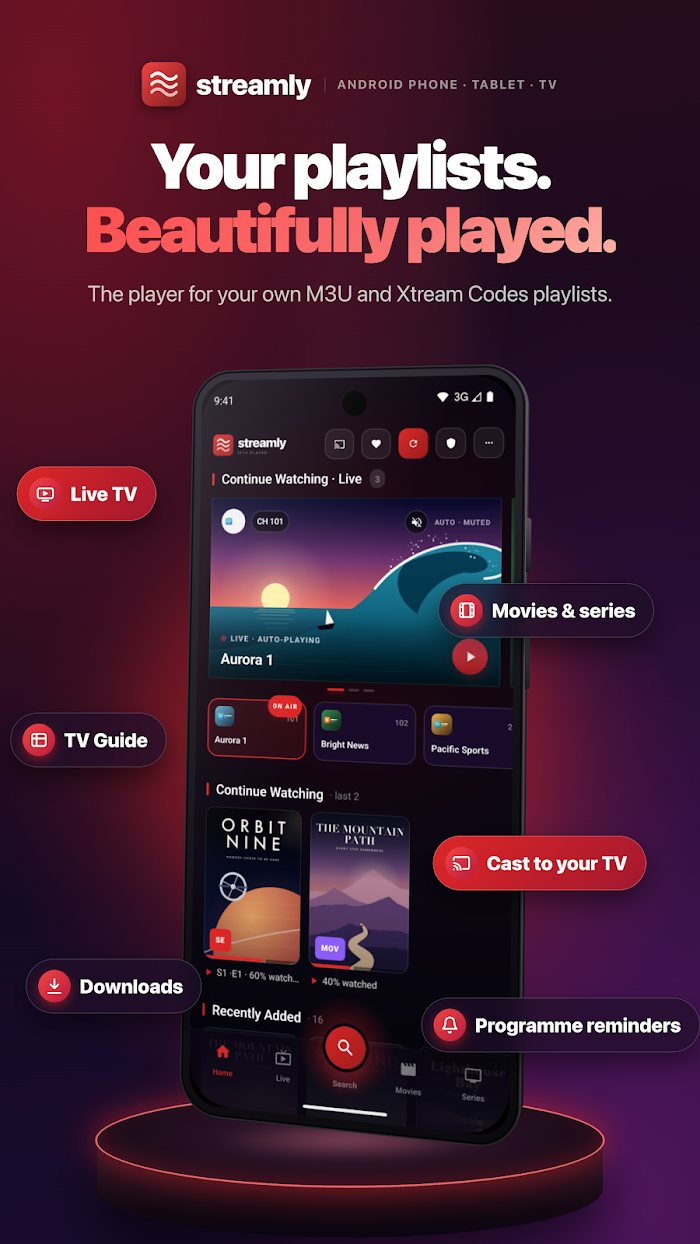 Streamly's home screen