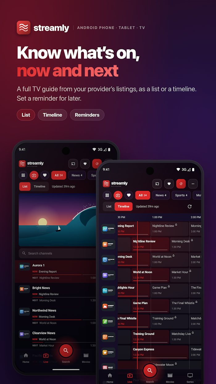 Streamly's TV guide